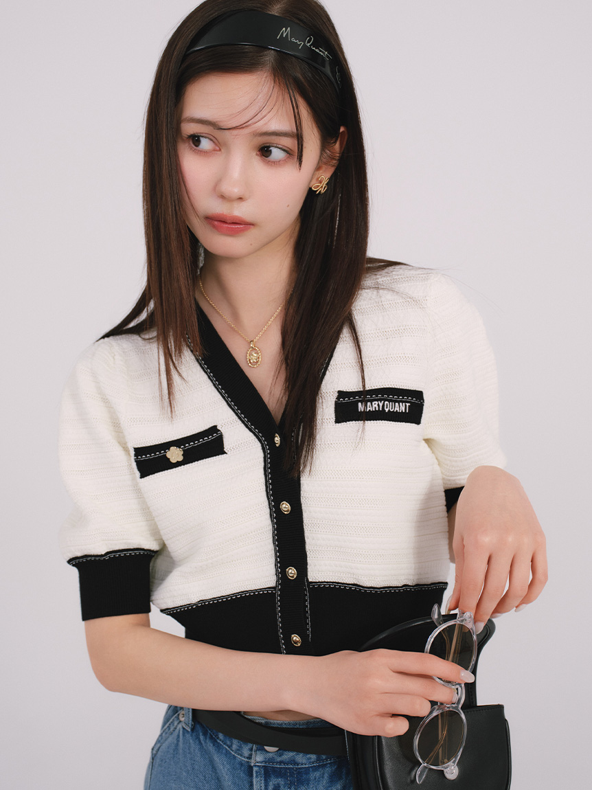 【LILY BROWN×MARY QUANT】雛菊刺繡針織開襟外套 LWND254002