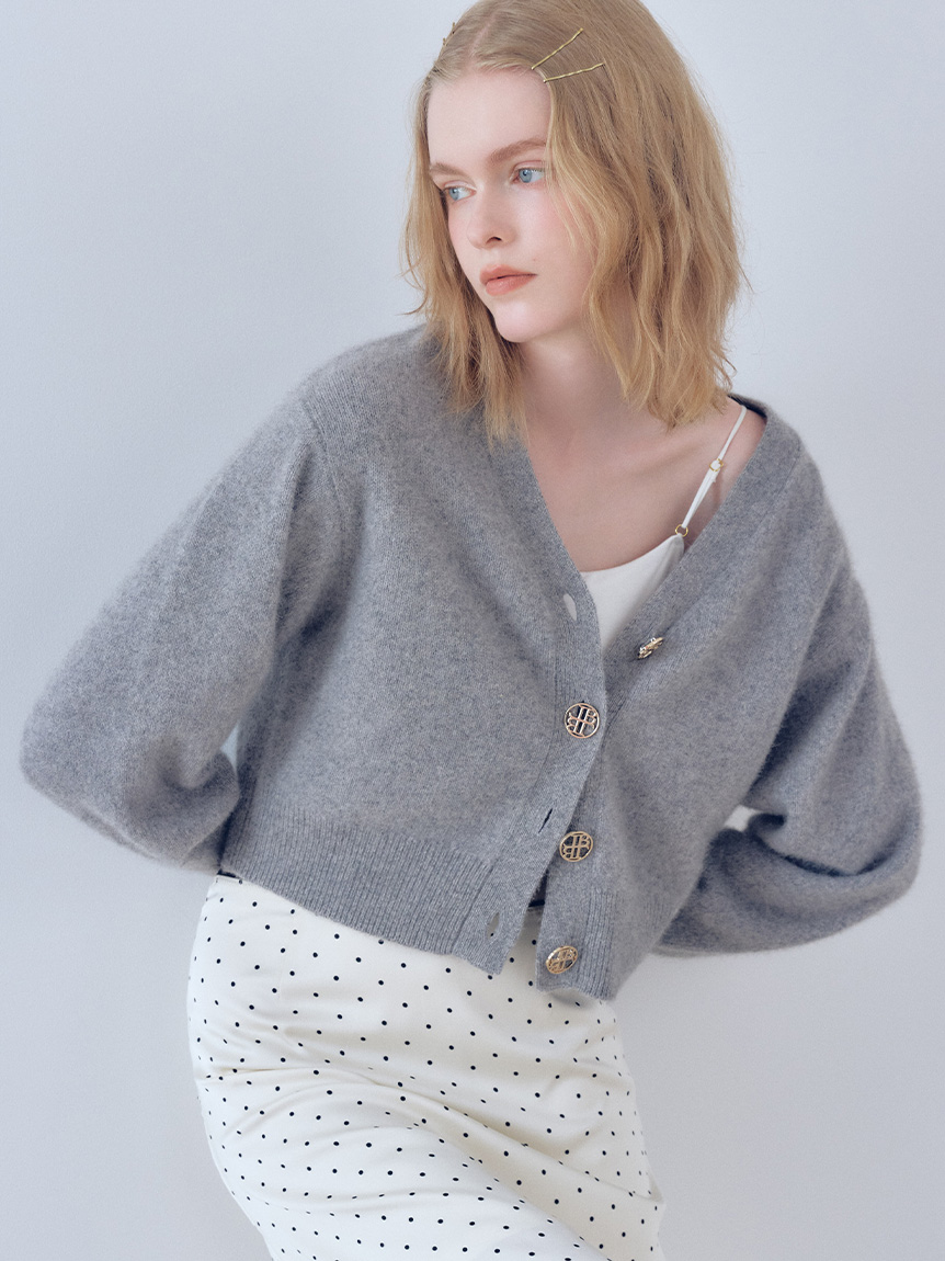 LB Logo 狐狸毛混紡針織外套 LWND254037