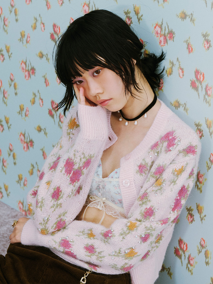 【LILY BROWN × ANNA SUI】提花寶石針織外套 LWND254110