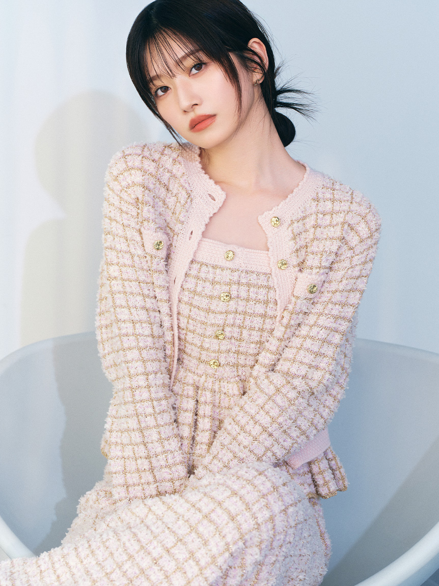 粗花呢針織開襟外套 LWND261014