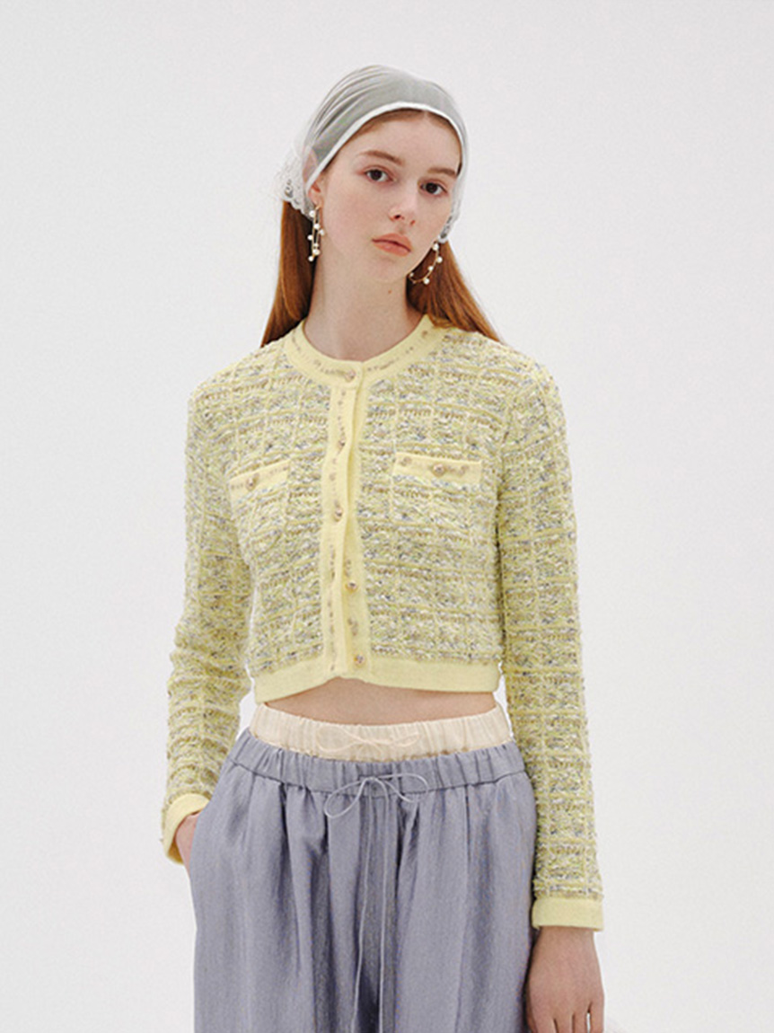 粗花呢針織開襟外套 LWND261094