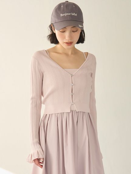 可水洗V領針織開襟外套 LWND261138