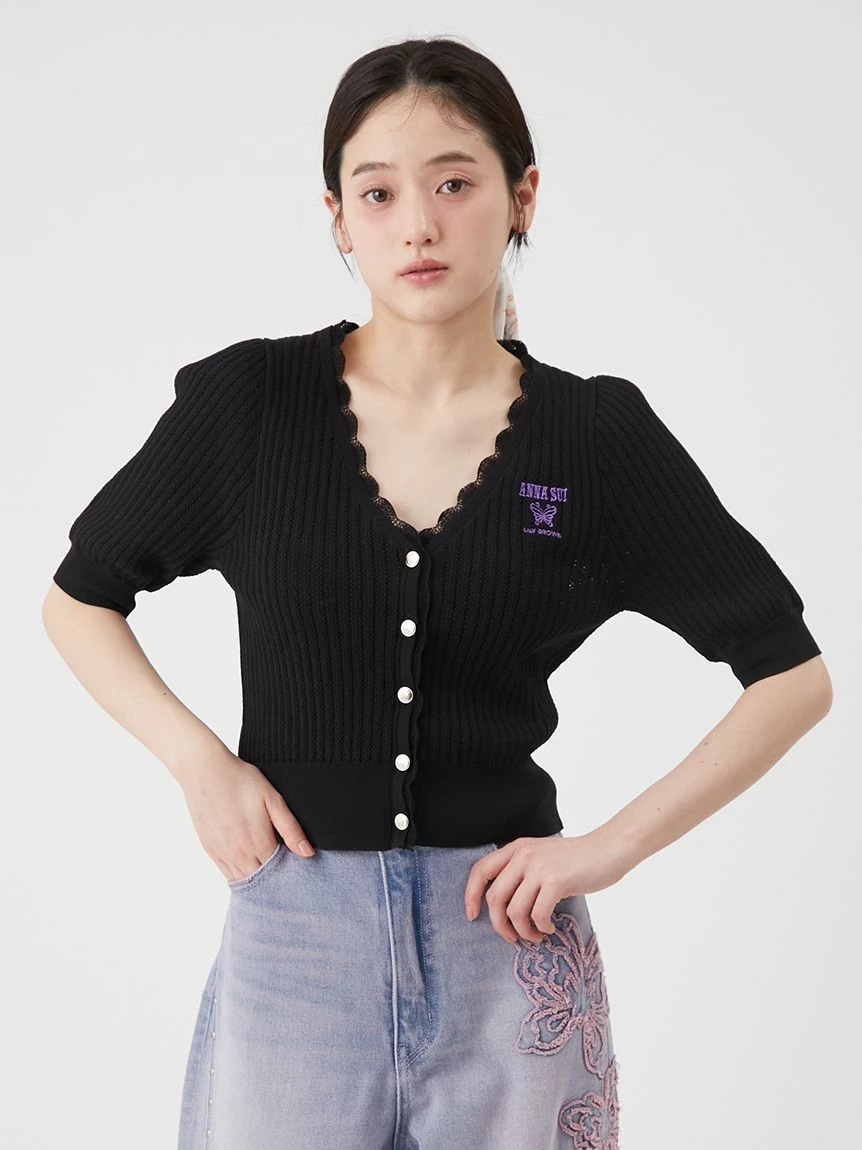 【LILY BROWN×ANNA SUI】蕾絲針織開襟外套 LWND264055