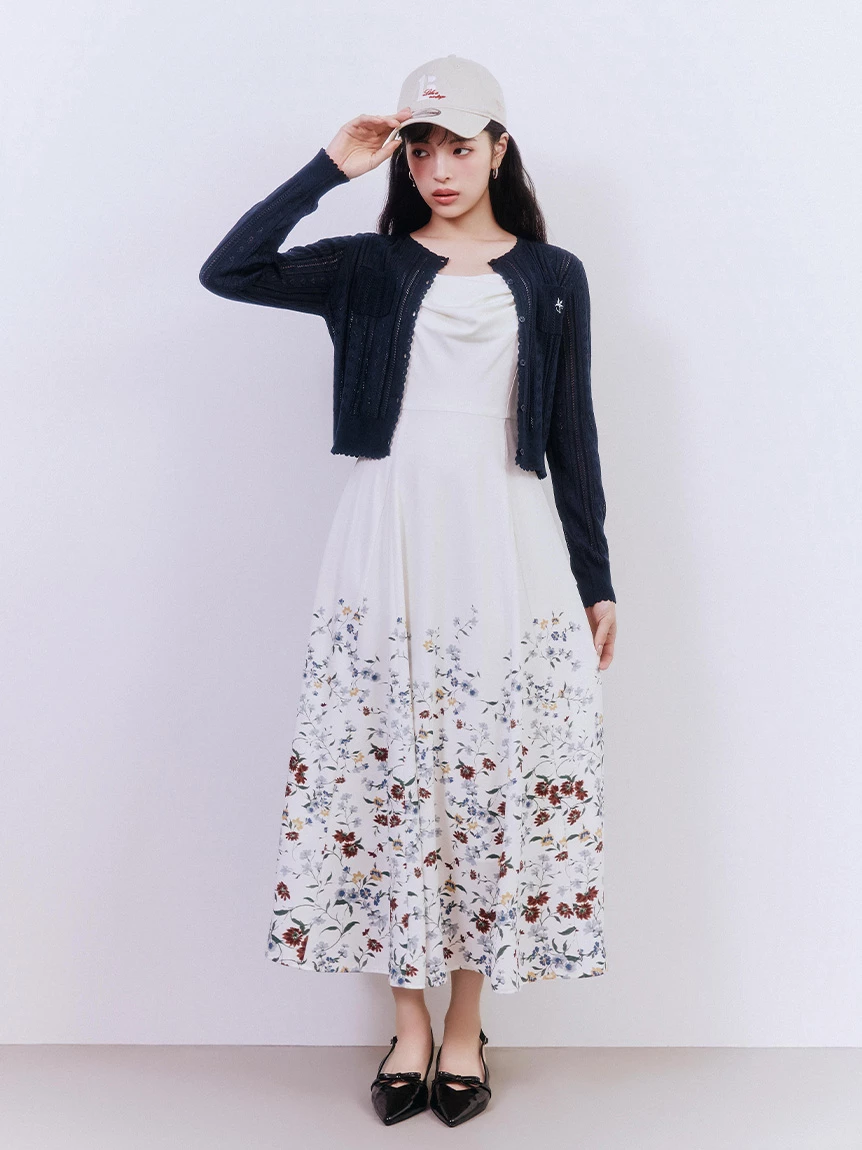 Lily 圖案棉質鉤針開襟外套 LWND264075