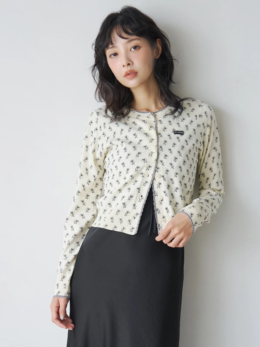 【15th Anniversary】Lily 圖案波浪滾邊針織開襟外套 LWND264228
