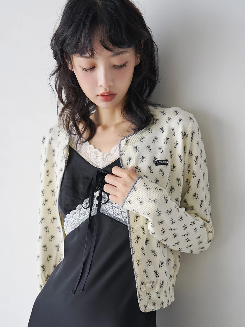 【15th Anniversary】Lily 圖案波浪滾邊針織開襟外套 LWND264228
