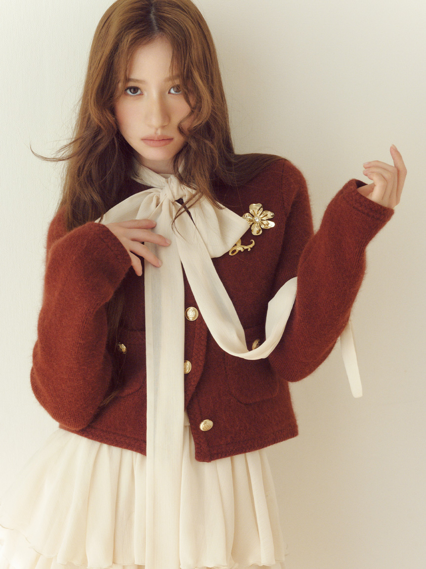 金扣狐狸毛針織外套 LWNJ255015