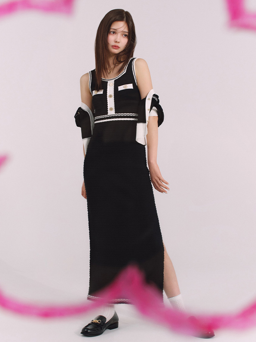 【LILY BROWN×MARY QUANT】雛菊鈕扣無袖針織連身裙 LWNO254014
