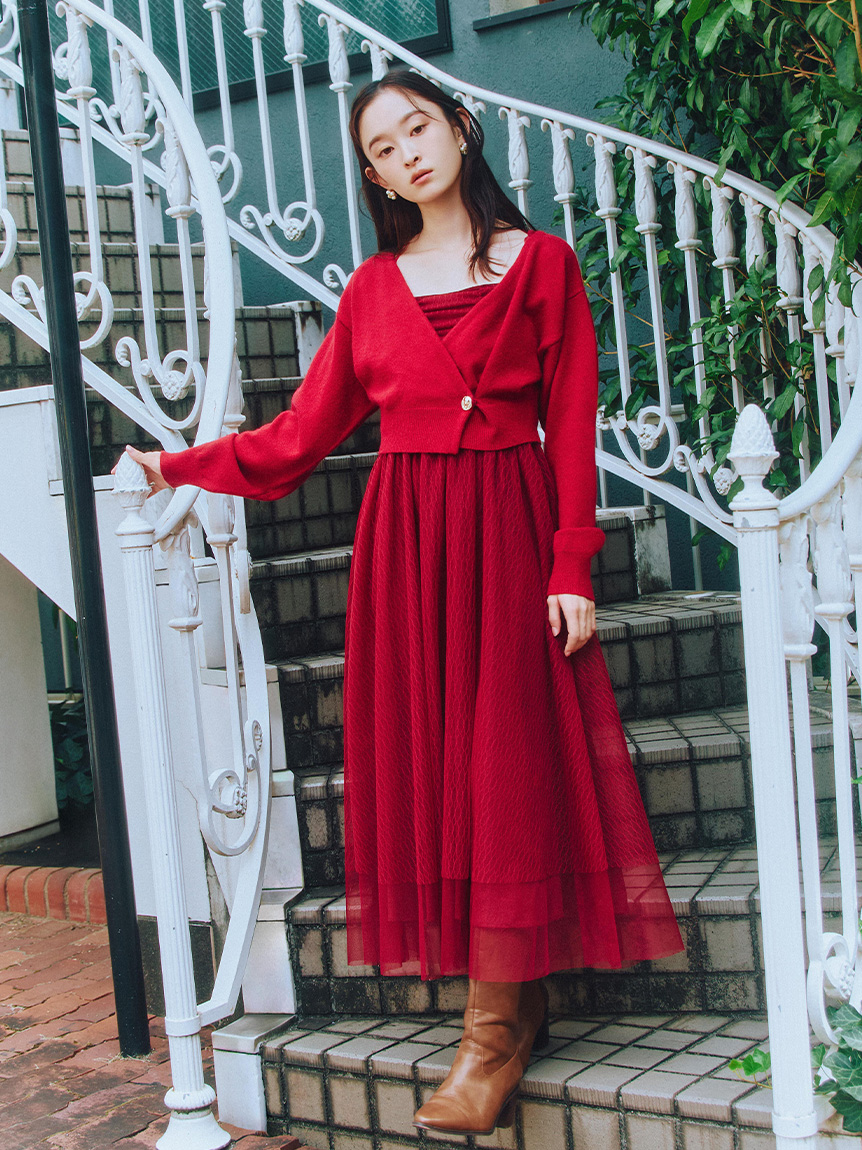 開襟外套SET網紗連身裙 LWNO255055