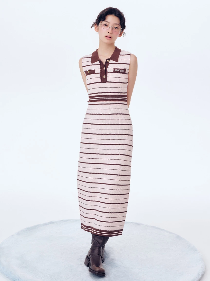 【LILY BROWN×MARY QUANT】POLO領針織連身裙 LWNO264110