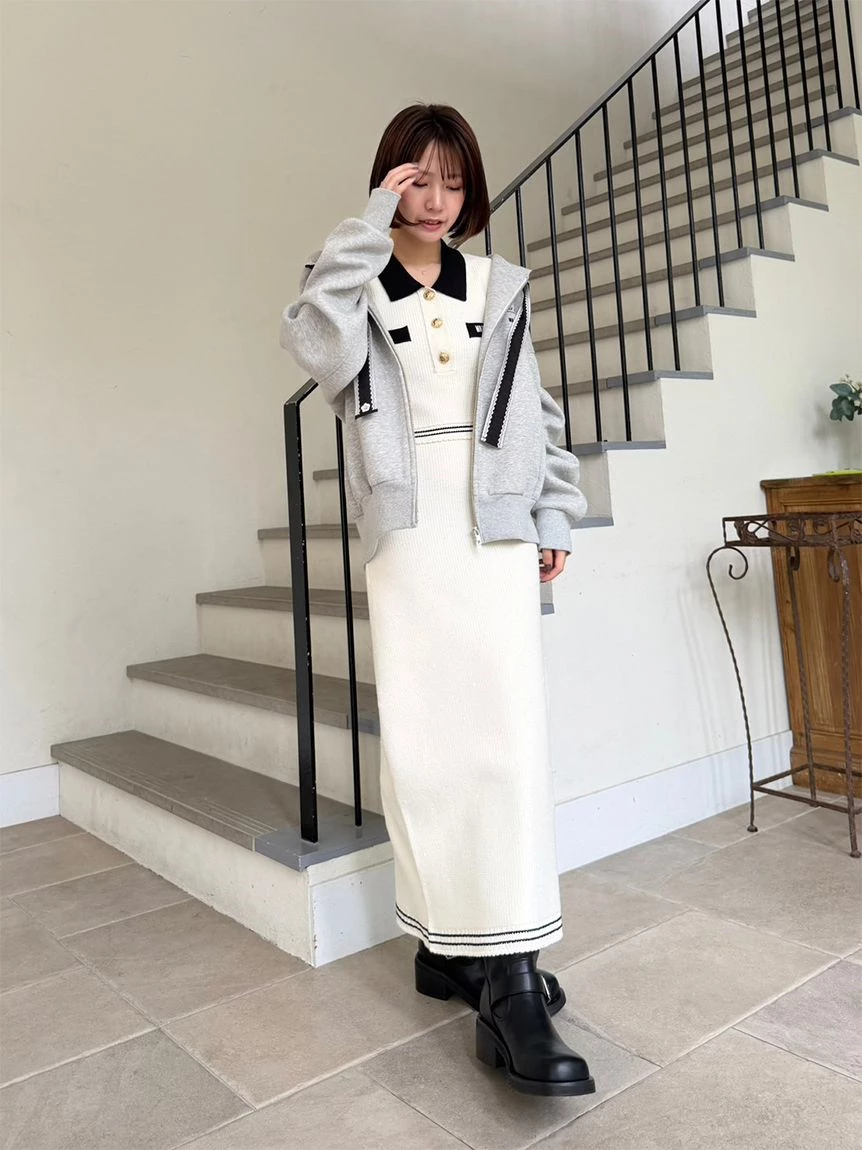 【LILY BROWN×MARY QUANT】POLO領針織連身裙 LWNO264110