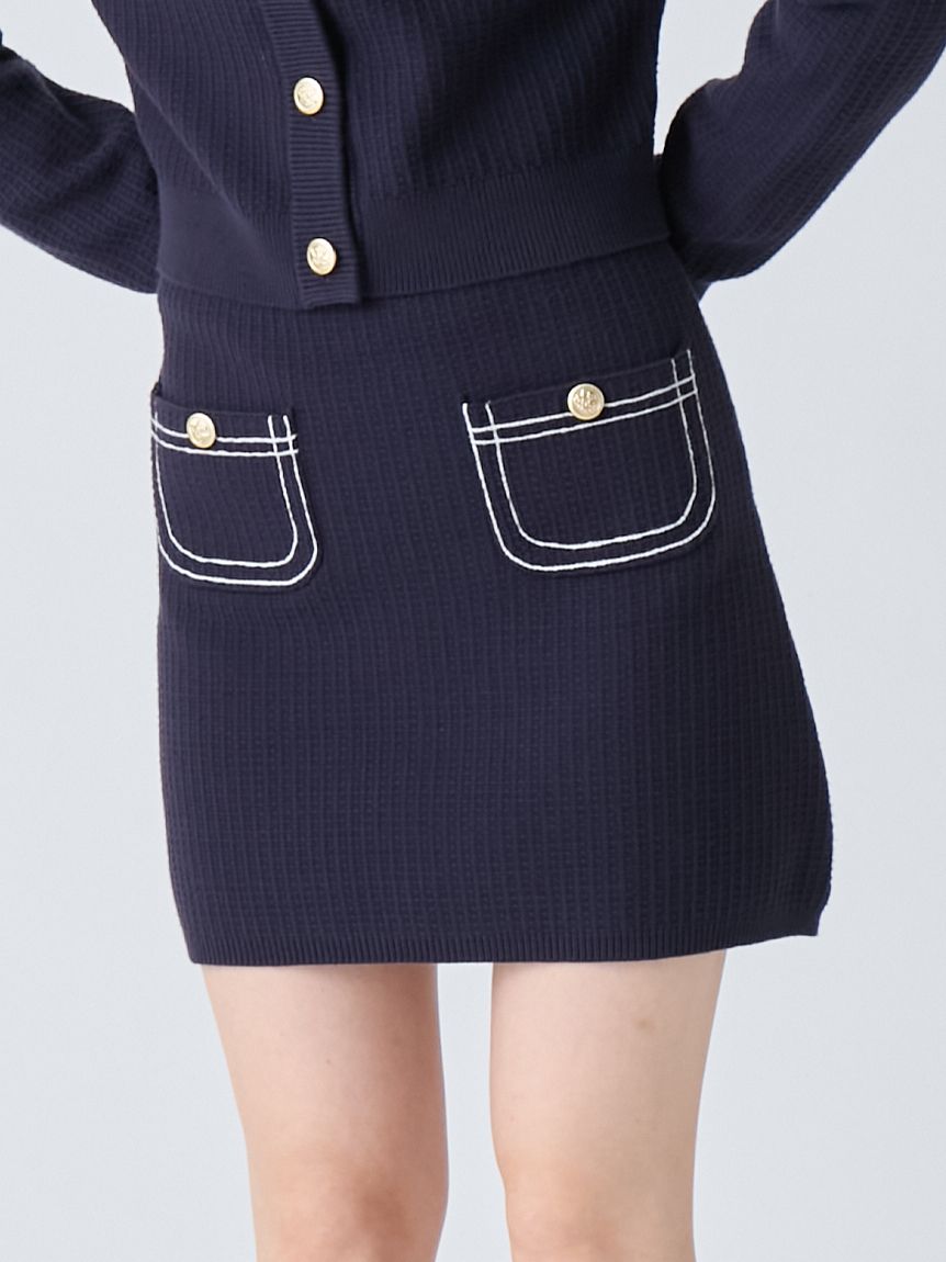 棉質針織金釦迷你裙 LWNS261117