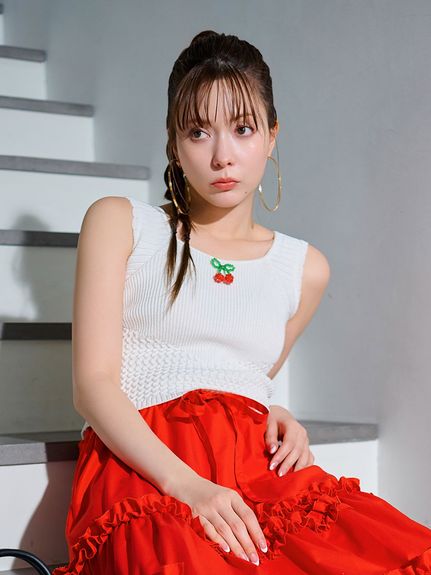 櫻桃造型針織背心上衣 LWNT252091