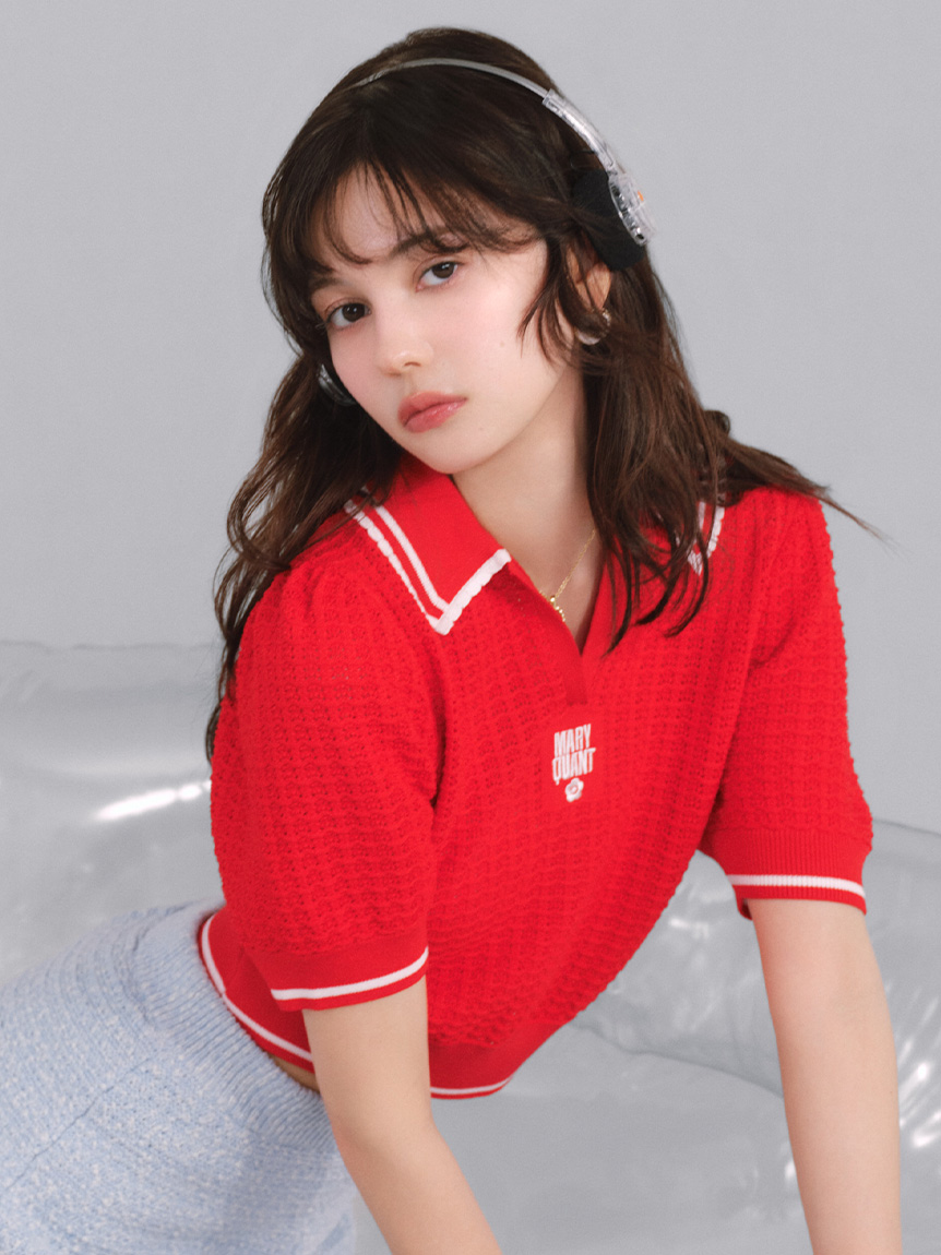 【LILY BROWN×MARY QUANT】雛菊針織Polo上衣 LWNT254013