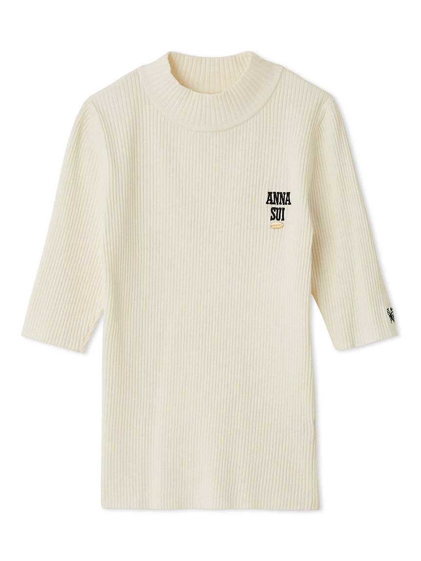【LILY BROWN × ANNA SUI】LOGO刺繡高領羅紋針織上衣 LWNT254109-WHT