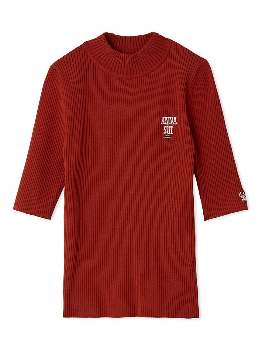 【LILY BROWN × ANNA SUI】LOGO刺繡高領羅紋針織上衣 LWNT254109-RED