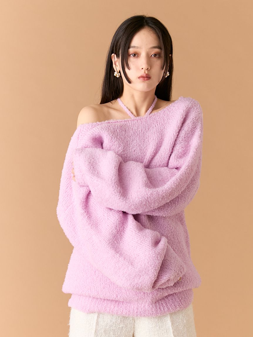 捲毛馬海毛背心&長版上衣SET LWNT255023