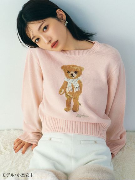 Lily Bear小熊立體圍巾針織上衣 LWNT255047