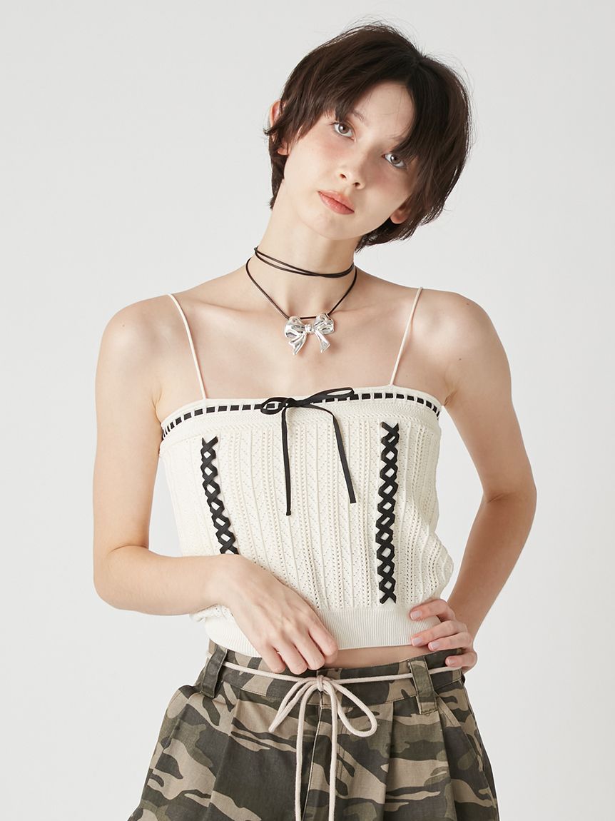 蝴蝶結綁帶設計針織外套SET LWNT261200