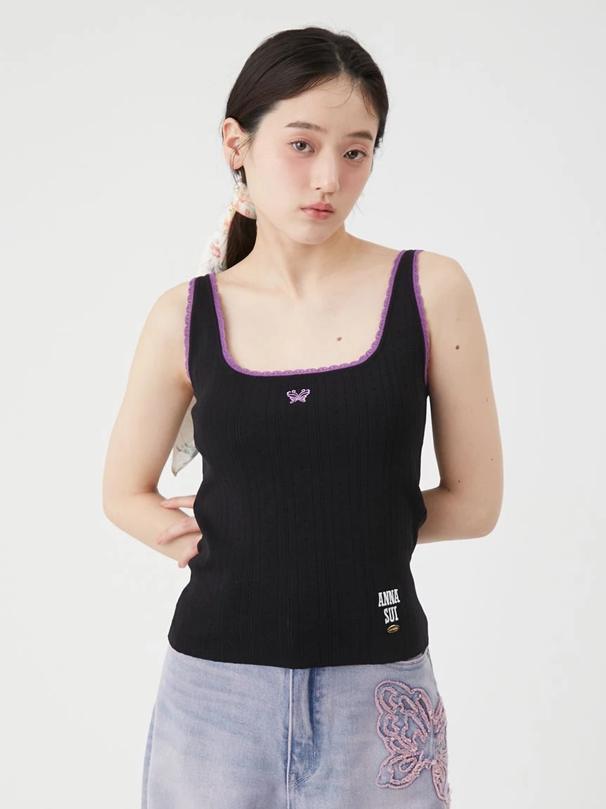 【LILY BROWN×ANNA SUI】撞色針織蕾絲背心 LWNT264056