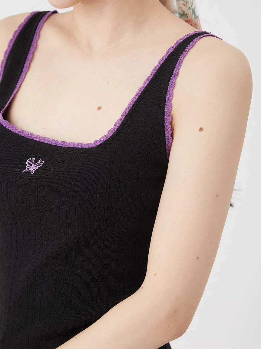 【LILY BROWN×ANNA SUI】撞色針織蕾絲背心 LWNT264056