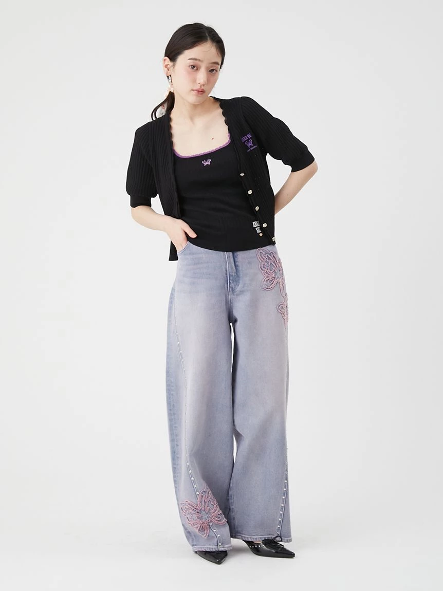 【LILY BROWN×ANNA SUI】撞色針織蕾絲背心 LWNT264056