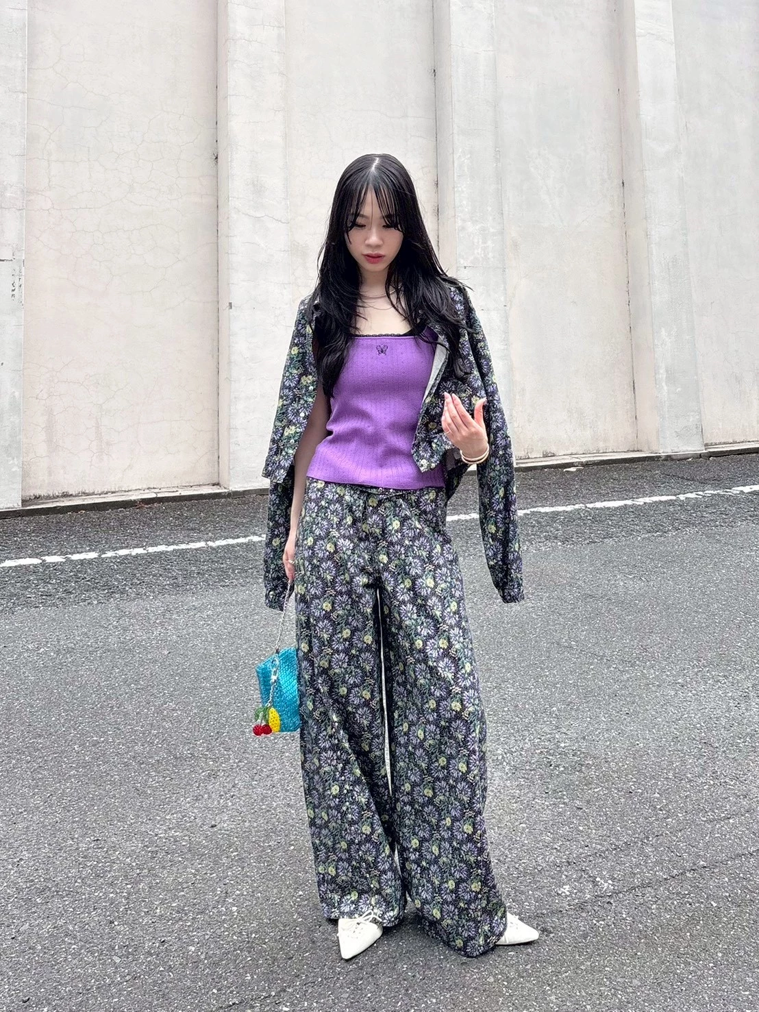 【LILY BROWN×ANNA SUI】撞色針織蕾絲背心 LWNT264056