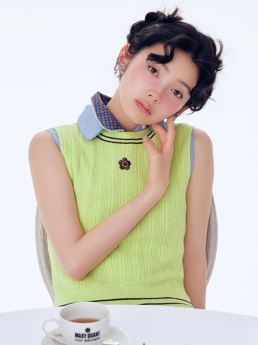 【LILY BROWN×MARY QUANT】雛菊刺繡針織上衣 LWNT264106