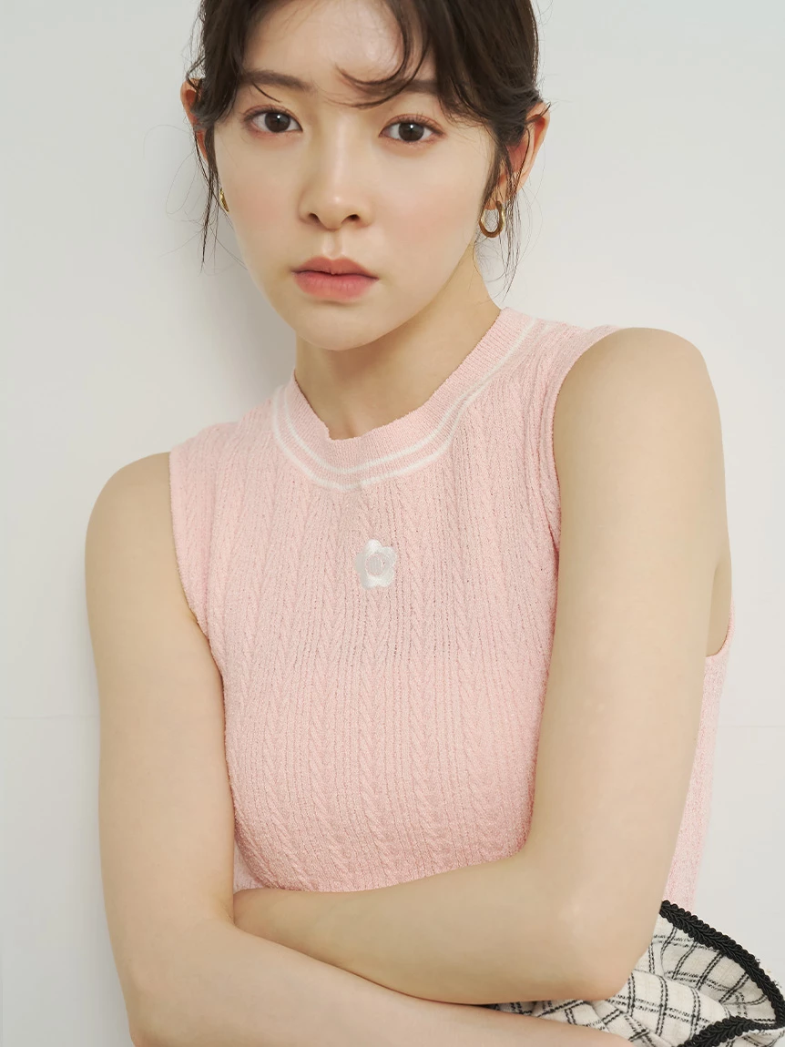 【LILY BROWN×MARY QUANT】雛菊刺繡針織上衣 LWNT264106