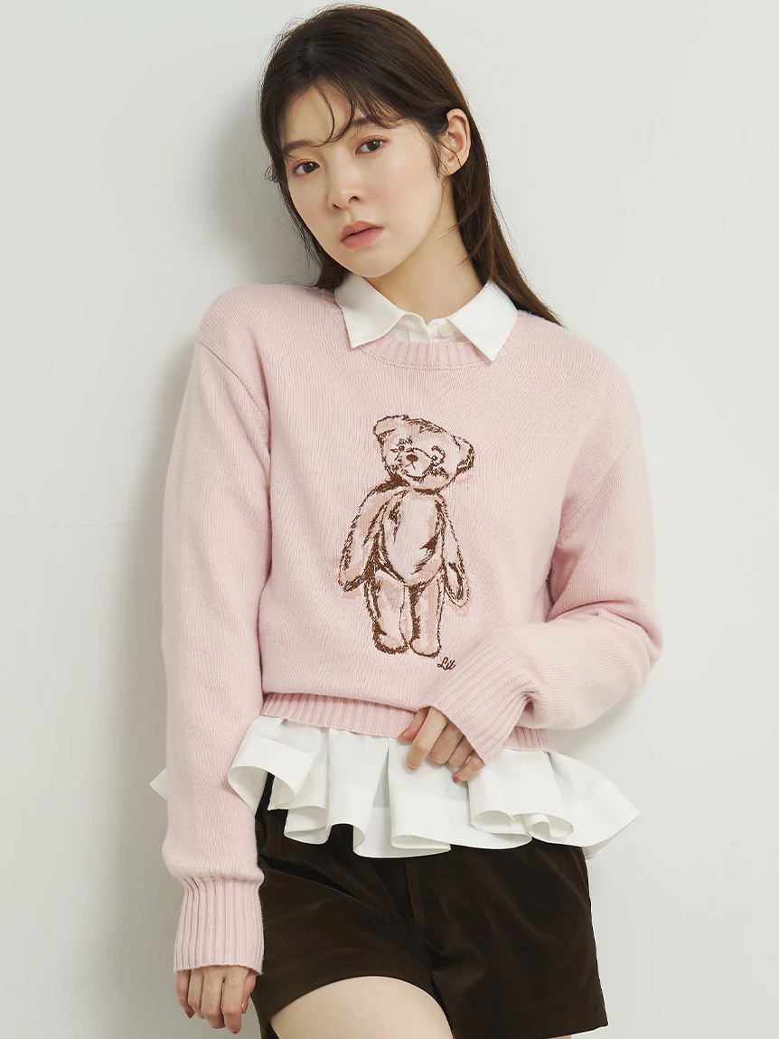 【Lily Bear】刺繡針織上衣 LWNT264188