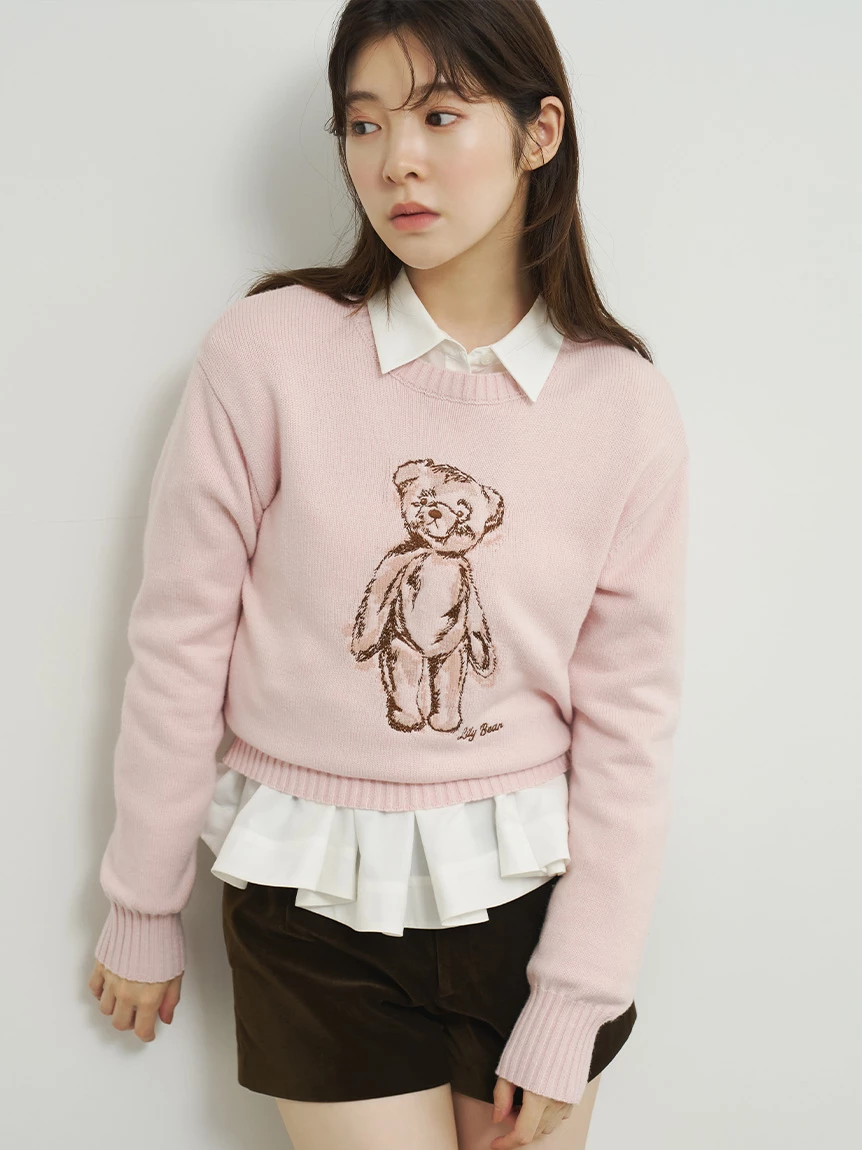 【Lily Bear】刺繡針織上衣 LWNT264188