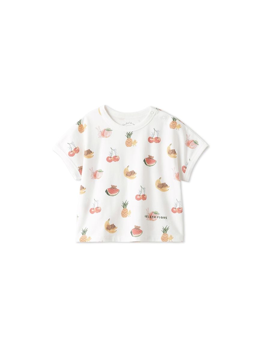 【涼感】【BABY】FRUIT ANIMAL 滿版印花T-Shirt PBCT242425-OWHT