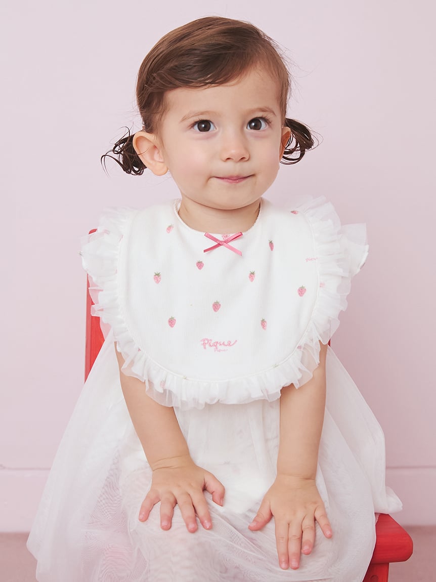 【BABY】草莓印花薄紗圍兜兜 PBGG261459