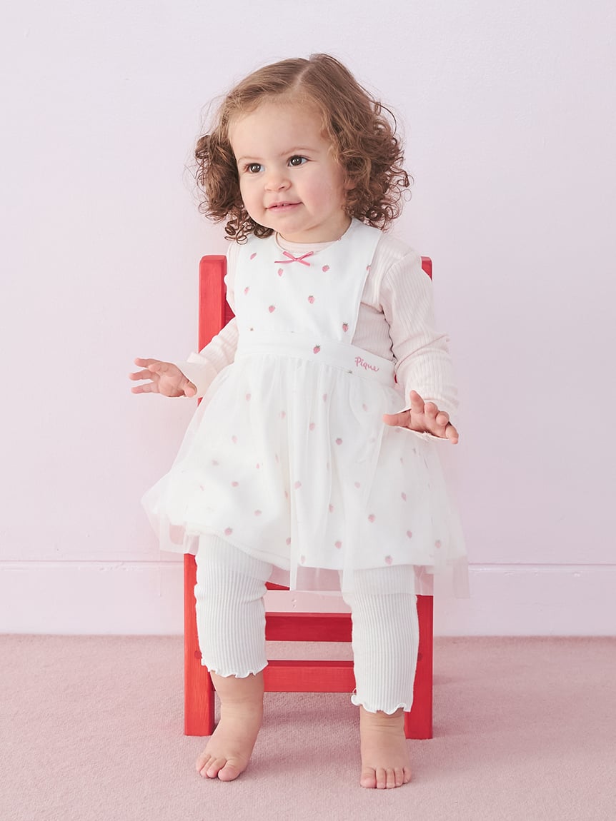 【BABY】草莓印花薄紗用餐圍兜裙 PBGG261462