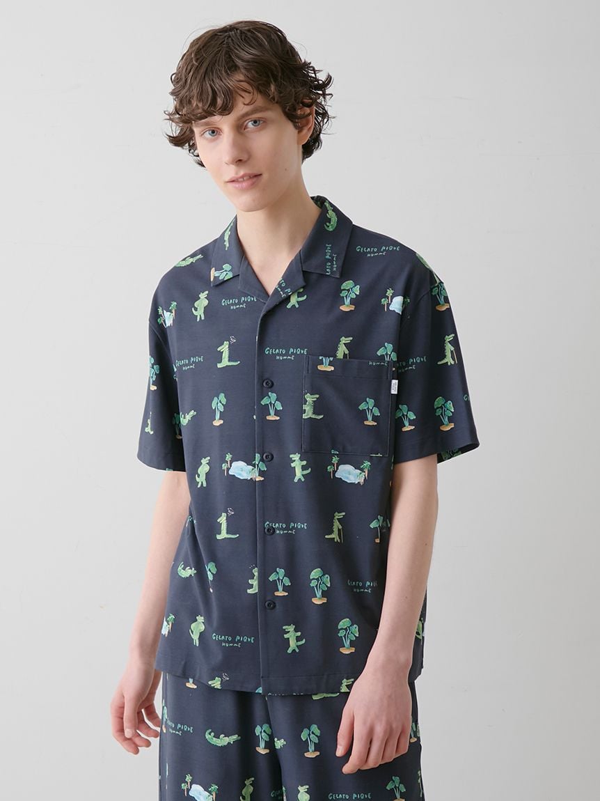 【HOMME】【接觸涼感】鱷魚印花襯衫 PHCT252959