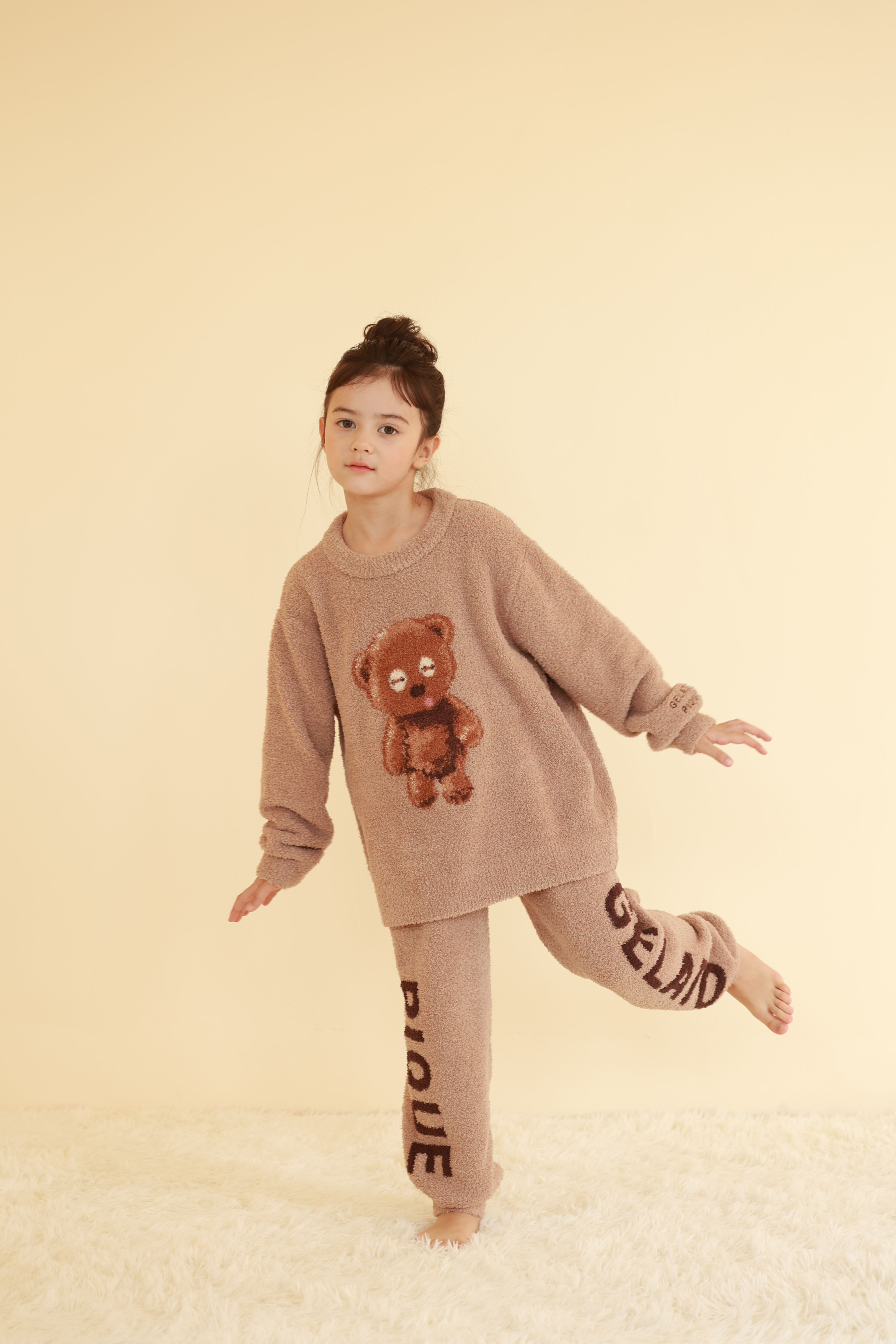 【JUNIOR】【小小兵聯名】POWDER TIM熊緹花上衣+長褲套裝