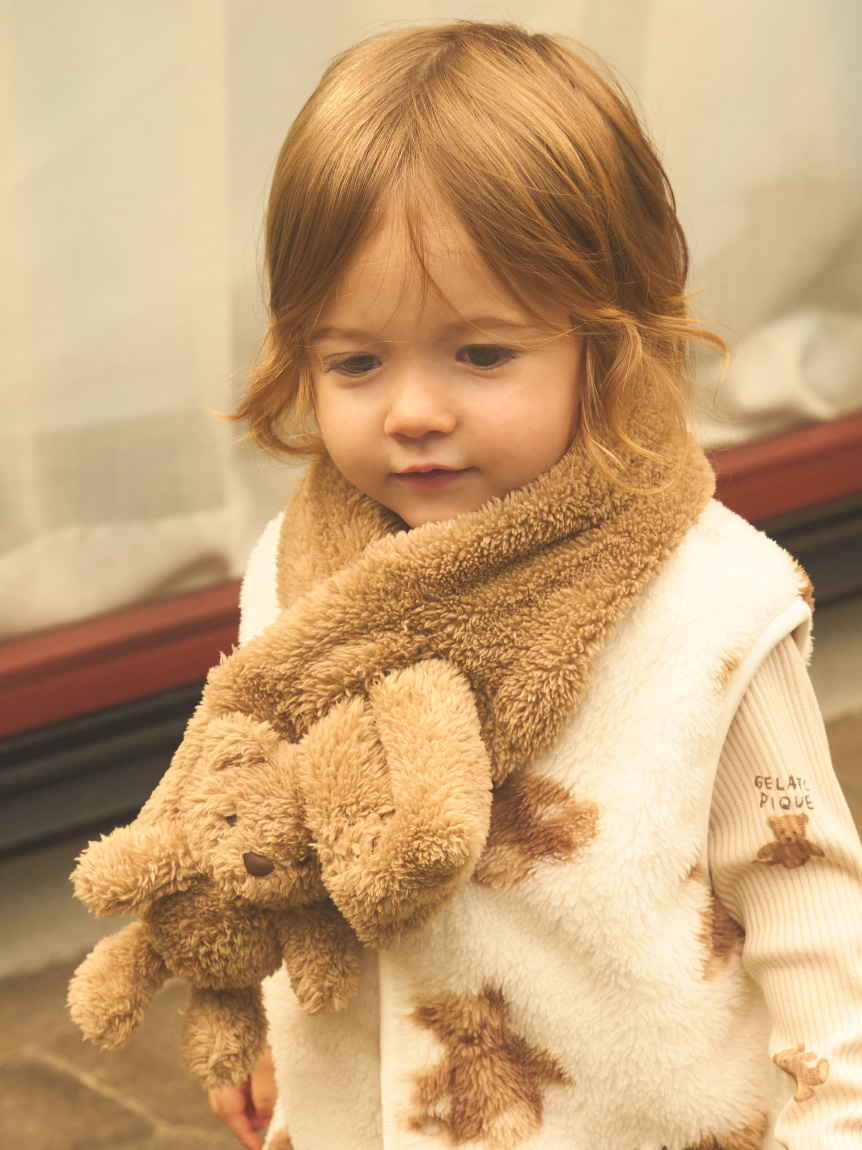 【KIDS】小熊造型長刷毛圍巾 PKGG235608