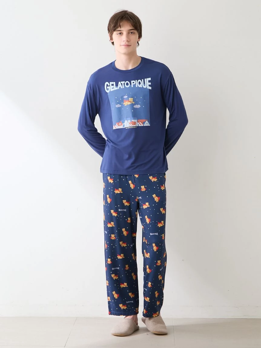 【HOMME】【抗菌防臭】嫘縈英雄小熊印花長褲 PMCP264932
