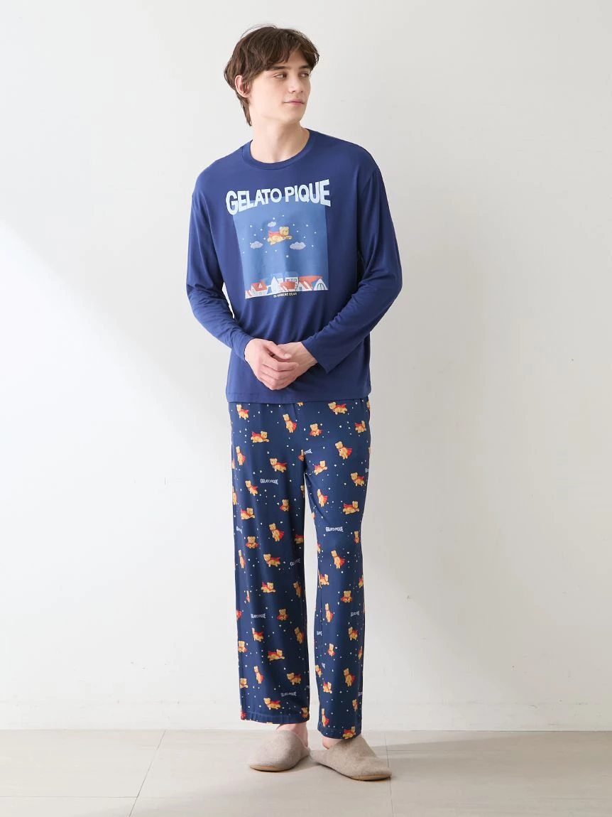 【HOMME】【抗菌防臭】嫘縈英雄小熊印花長褲 PMCP264932