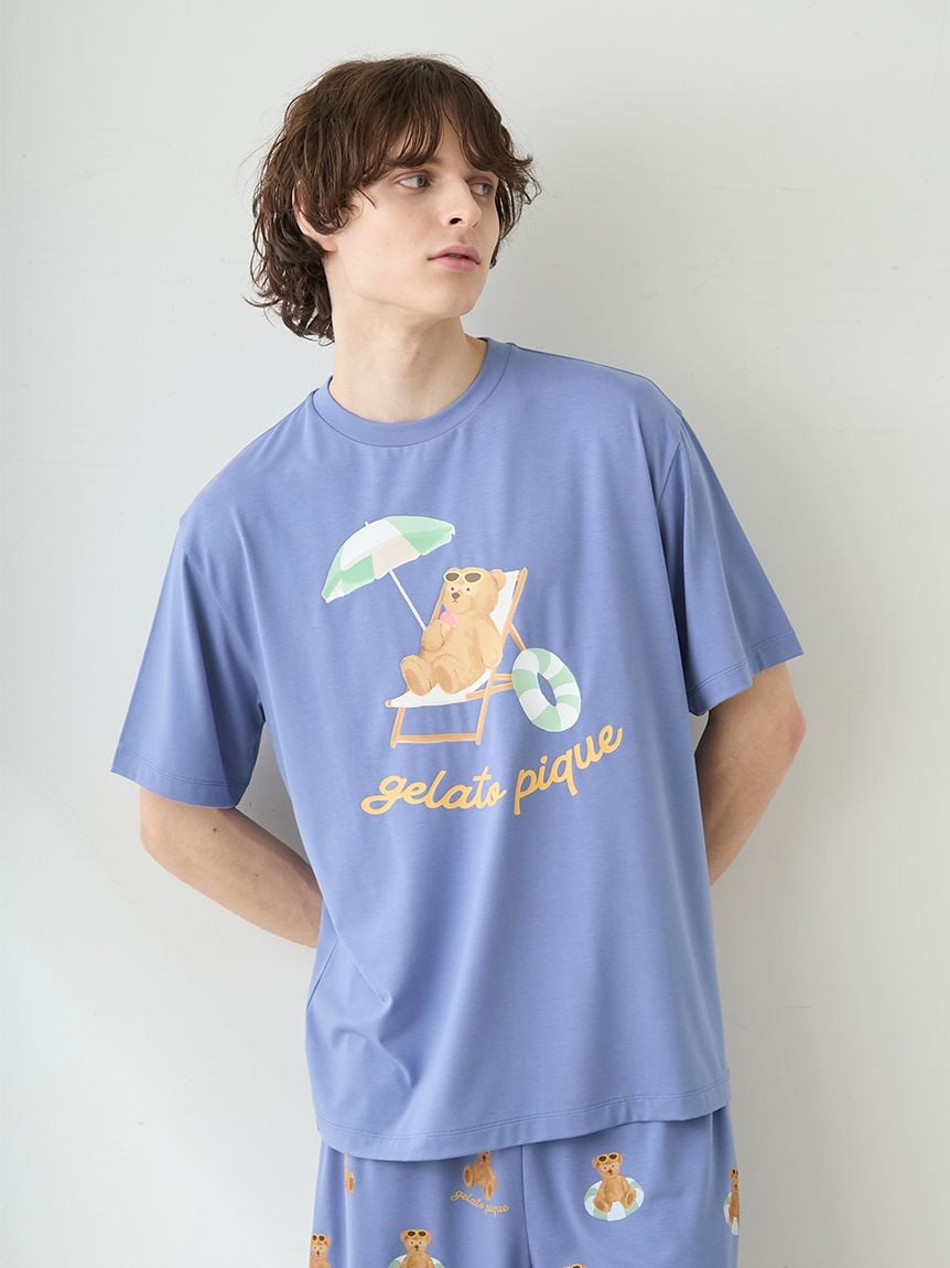 【HOMME】【接觸涼感】夏日小熊圖案T-Shirt PMCT262251