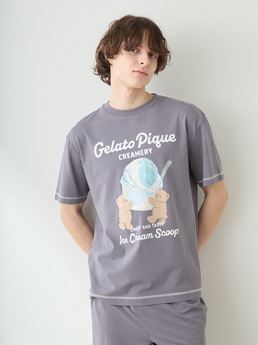 【HOMME】【接觸涼感】冰淇淋小熊圖案T-Shirt PMCT262950
