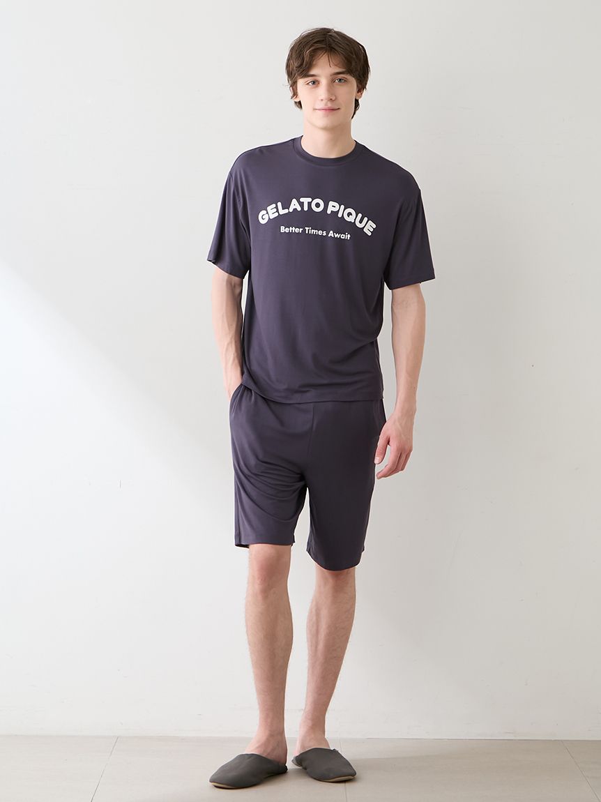 【HOMME】【接觸冷感】休閒Logo嫘縈T恤&五分褲SET PMCT264202