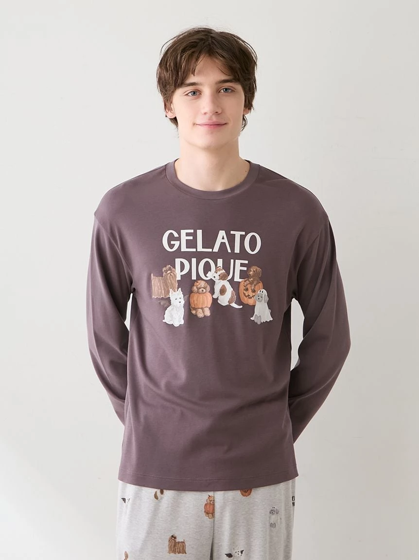 【HALLOWEEN】【HOMME】萬聖夜間遊行狗狗圖案長袖T-Shirt PMCT264331