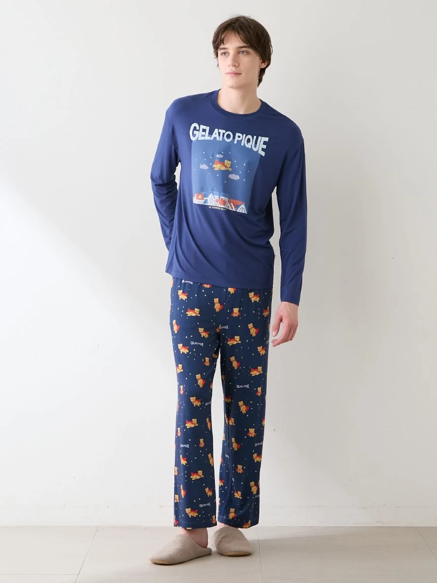 【HOMME】【抗菌防臭】嫘縈英雄小熊圖案長袖T-shirt PMCT264931
