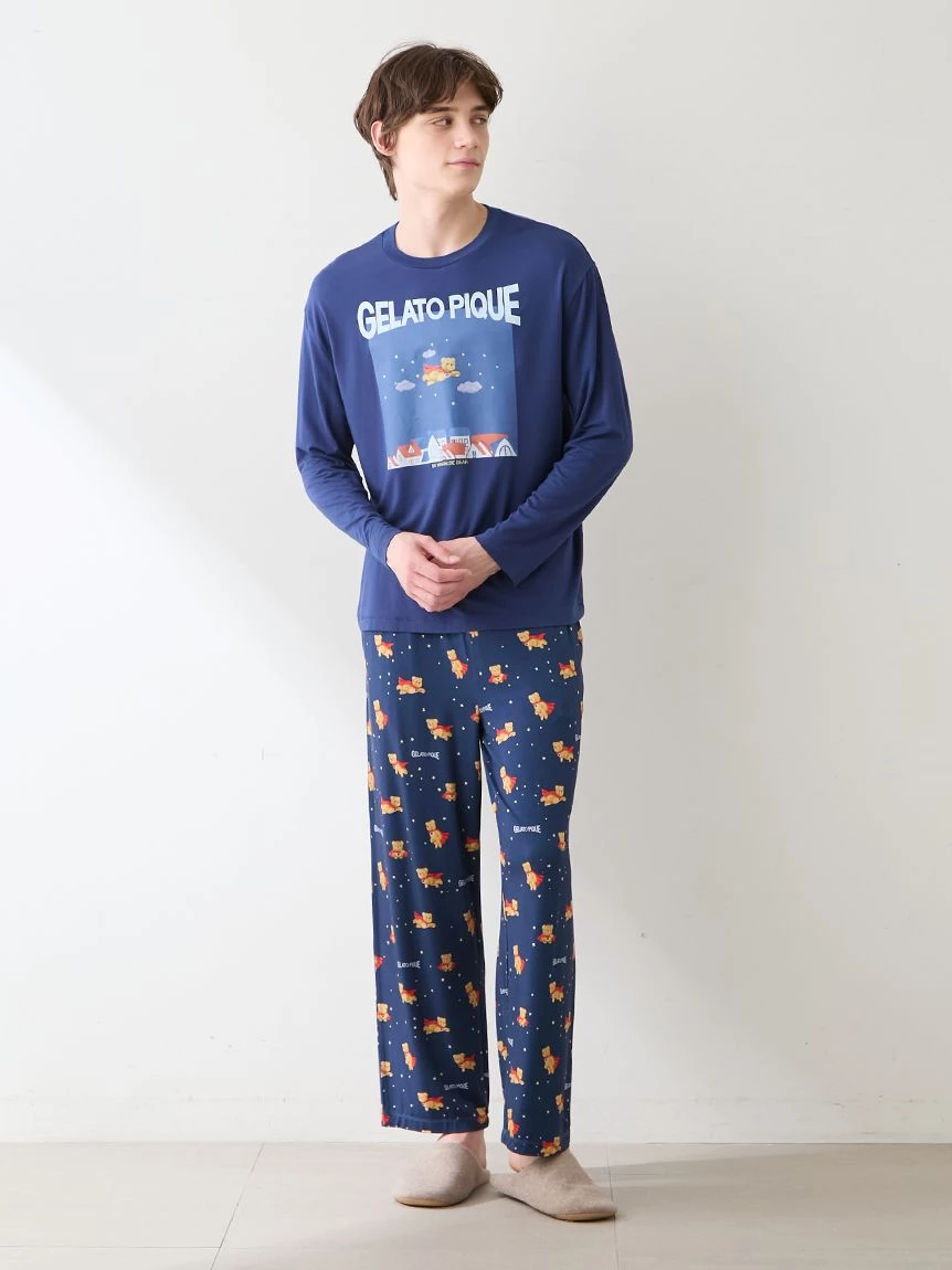 【HOMME】【抗菌防臭】嫘縈英雄小熊圖案長袖T-shirt PMCT264931