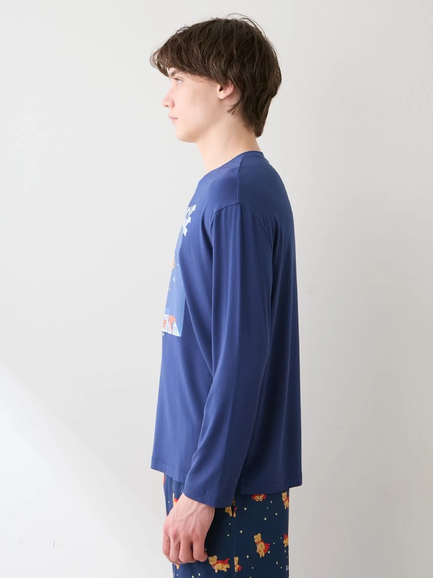 【HOMME】【抗菌防臭】嫘縈英雄小熊圖案長袖T-shirt PMCT264931