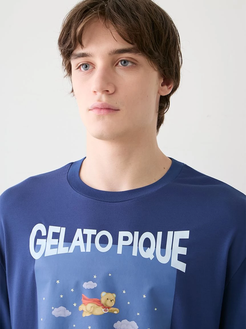 【HOMME】【抗菌防臭】嫘縈英雄小熊圖案長袖T-shirt PMCT264931