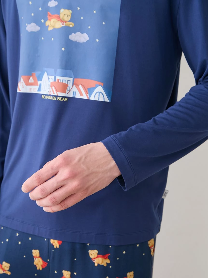 【HOMME】【抗菌防臭】嫘縈英雄小熊圖案長袖T-shirt PMCT264931