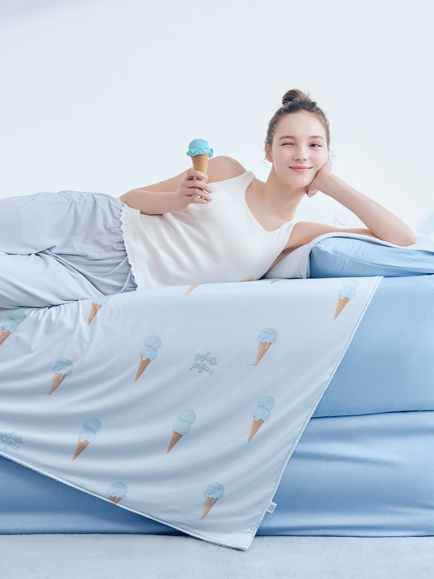 【Sleep】【接觸涼感】【抗菌防臭】冰淇淋印花雙面涼感毯 PSGG262800