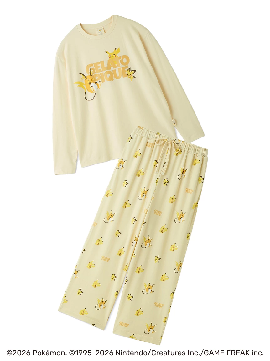 【Pokémon】【UNISEX】單圖長袖 T-SHIRT＆長褲SET PUCT264200